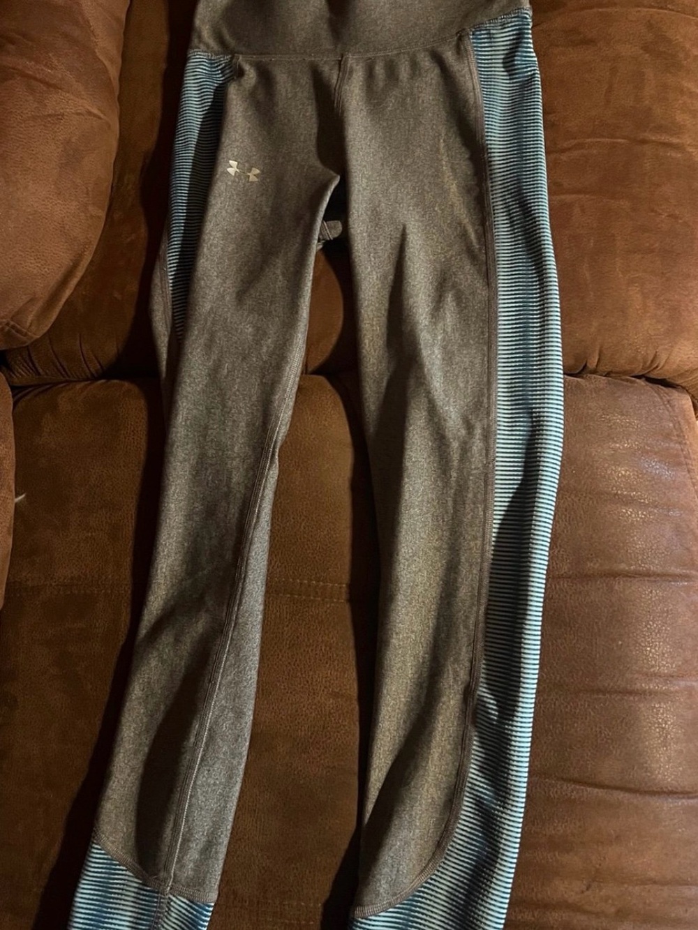 Under Armour Gray Joggers with Light Blue Striped Side Panels